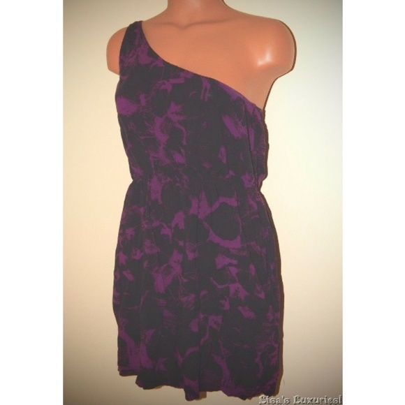 KIRRA Dress Clubwear One-shoulder Elastic Waist Abstract Women's L EUC - Picture 1 of 3